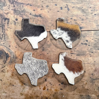 Texas state cowhide coasters (set of 4)