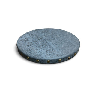 Blue floral leather lazy Susan