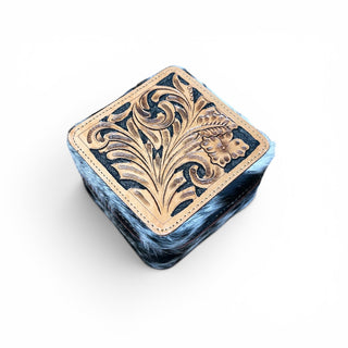 Tooled leather & cowhide jewelry box