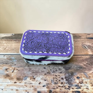 Purple blossom cowhide jewelry box