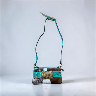 Turquoise buckle crossbody kids bag