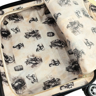 Barrel racing luggage rolling suitcase