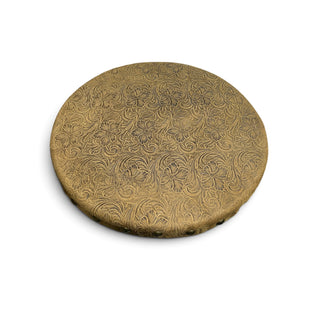 Tan floral rustic leather lazy Susan