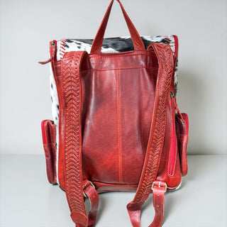 Red cowhide backpack