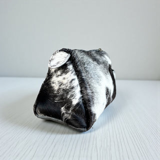 Black all cowhide makeup bag