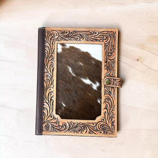 Tooled leather & cowhide book cover