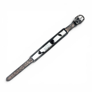Cowhide & tooled leather dog collar