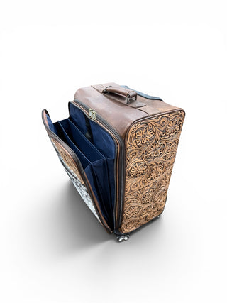 Black tooled leather & cowhide luggage