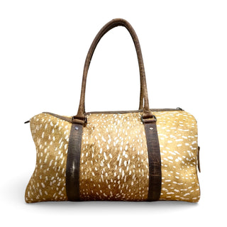 Deer print cowhide duffle bag