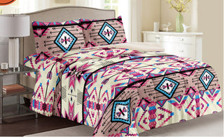 Pink Aztec Inspired 3pc Sherpa Blanket