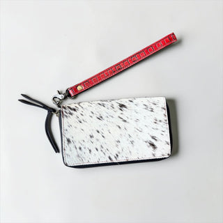 Red tooled leather & cowhide wallet