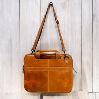Tan leather briefcase