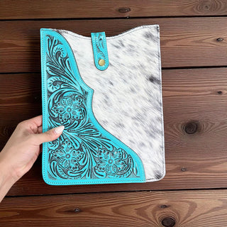 Turquoise tooled & cowhide iPad case
