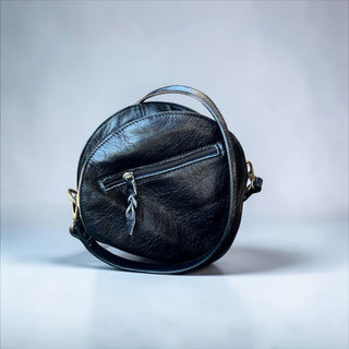 Black cowhide & tooled leather canteen bag