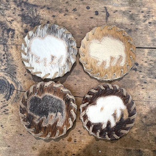 Buffalo all cowhide coasters (set of 4)