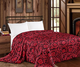 Red floral Mia blanket - king size