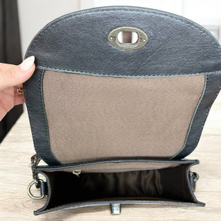 Black tooled leather crossbody bag