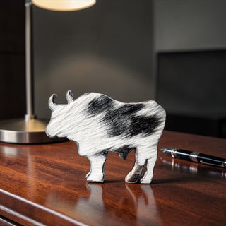 Bull all cowhide desk decor