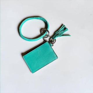 Turquoise tooled leather card holder