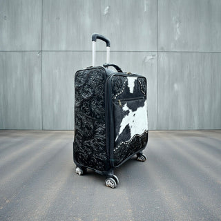 Black tooled leather & cowhide luggage