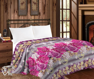 Pink Roses - MIA King Throw Blanket