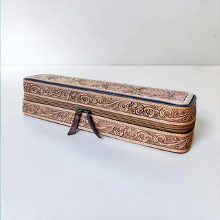 Tan all tooled leather iron case