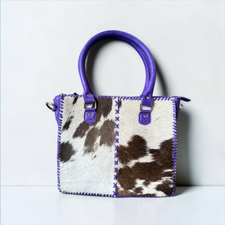 Purple all cowhide tote bag