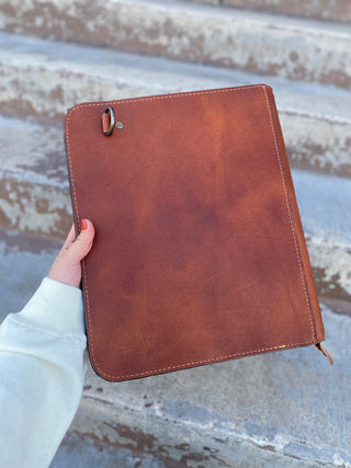 Cowhide Travel Portfolio With Zipper