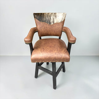 Brick leather & cowhide tufted barstools
