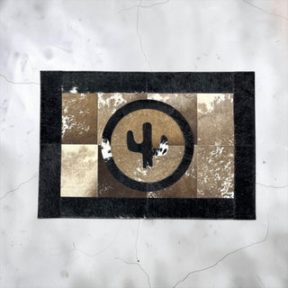 3x2ft cactus cowhide patchwork doormat