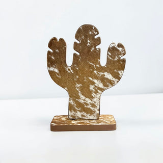 Tan all cowhide cactus necklace display