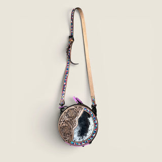 Pink tooled leather canteen bag