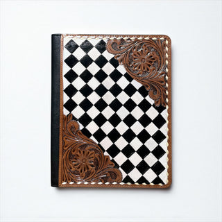 Checker tooled leather folder