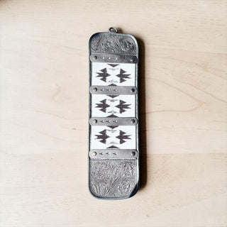 Black Aztec tooled leather buckle holder