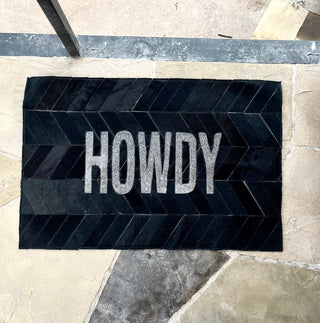 3x2’ Black howdy cowhide patchwork doormat