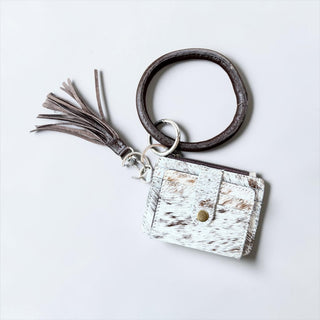 Brown all cowhide wristlet wallet