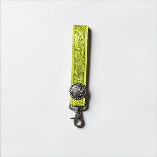 Green tooled leather wristlet
