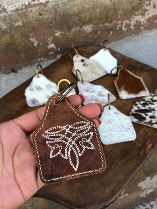 BootStitch IV Rustic Leather & Cowhide Keychain 1pc