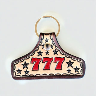777 tooled leather Keychain