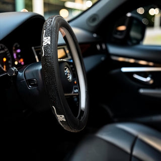 14.5”- 15” black longhorn steering wheel cover