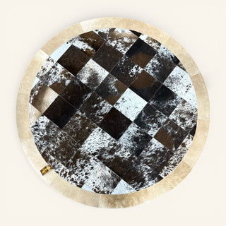 5x5’ cowhide patchwork rug