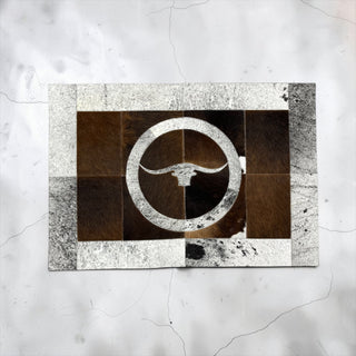 2x3ft Longhorn cowhide patchwork doormat
