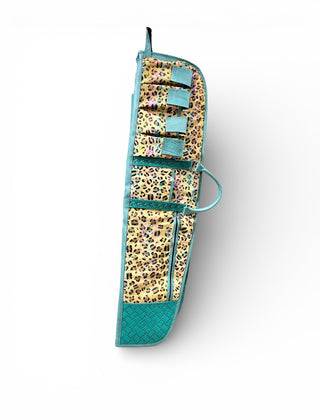 Leopard print cowhide & tooled leather rifle case
