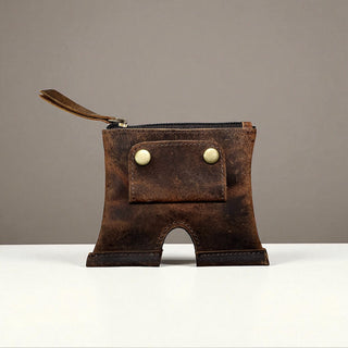 All leather coin pouch