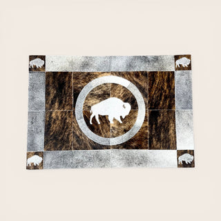 2x3’ Buffalo cowhide patchwork rug