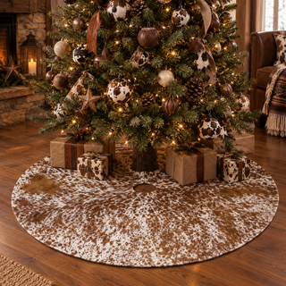 3.6x3.6ft tan salt pepper cowhide tree skirt (t02)