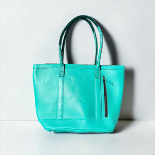 Turquoise floral tooled leather jumbo shoulder bag