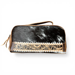 Blossom tan tooled leather toiletry bag