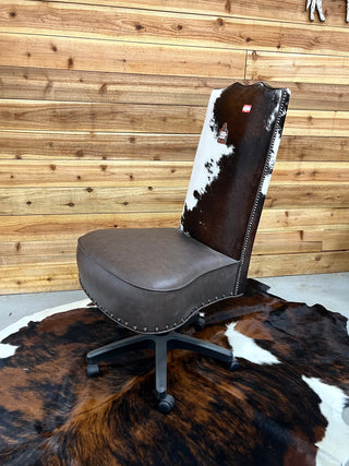 Tricolor genuine cowhide & leather armless office chairs