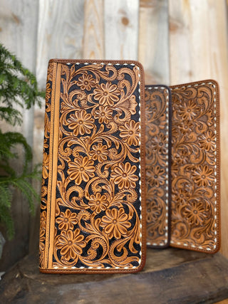 Black & Tan Jewelry Wallet Tooled